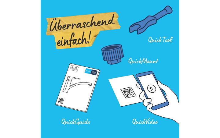 Actual product image Grohe Start QuickFix Küchenarmatur, Dual-Spülbrause, herausziehbar, schwenkbar, mattschwarz