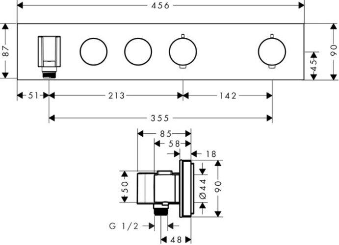 Image du produit Axor ShowerSolutions module de thermostat Select 460/90, encastré, 2 consommateurs, kit c