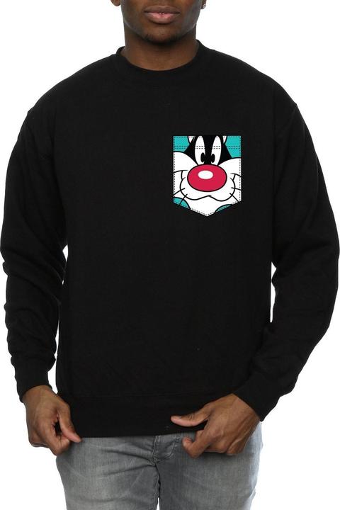 Looney Tunes Sylvester Face Faux Pocket Sweatshirt