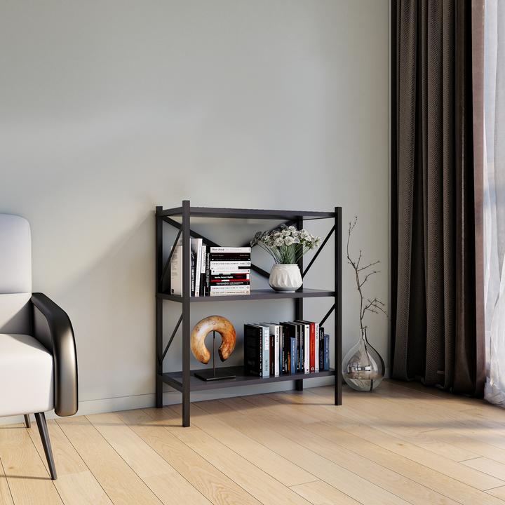 Immagine prodotto VCM Legno Metallo Scaffale Portaoggetti Libreria Libri Decorativi Scaffale Portaoggetti Insasi 2 (66 x 34 x 85 cm)