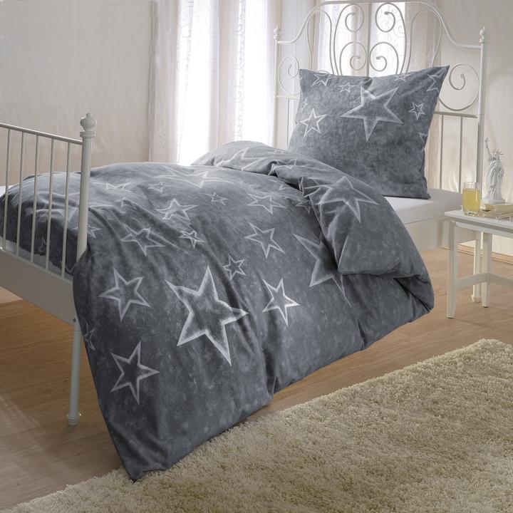 Actual product image BettwarenShop Anthracite stars (Bedding set, 155x200 cm + 80x80 cm)