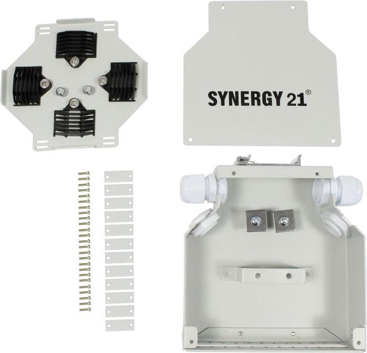 Produktbild Synergy 21 LWL-Patchpanel für Hutschiene(DIN), 12xLC-Duplex/SC-Simplex-Buchsen, ohne Kupplungen, Lichtgrau, Syn