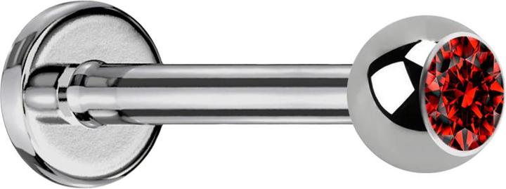 Image du produit Star Piercing Labret argent avec boule de cristal rouge (sans laiton, Titane G23)