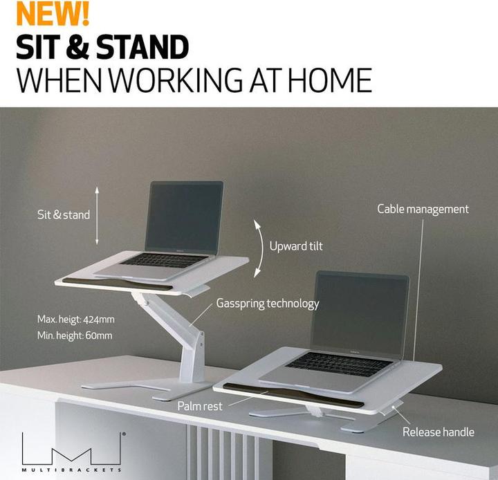 Produktbild Multibrackets Steharbeitsplatz für Laptop/Tablett, weiss, Metall/