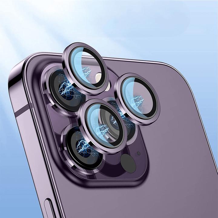 Actual product image Enkay iPhone 15 Pro / 15 Pro Max - Camera Lenses Bulletproof Glass silver (3 Piece, Apple iPhone 15 Pro, Apple iPhone 15 Pro Max)