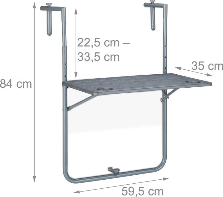 Actual product image Relaxdays Balcony hanging table (59.50 cm)