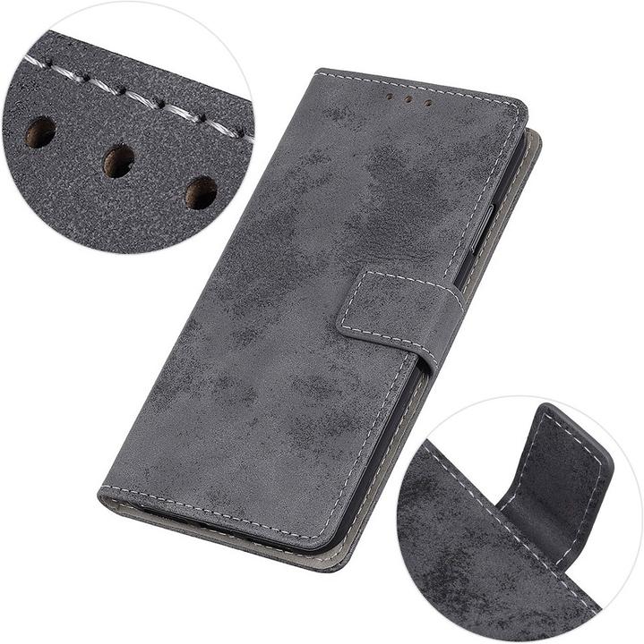 Produktbild Cover-Discount Galaxy A71 - Vintage Etui Wildleder Optik grau