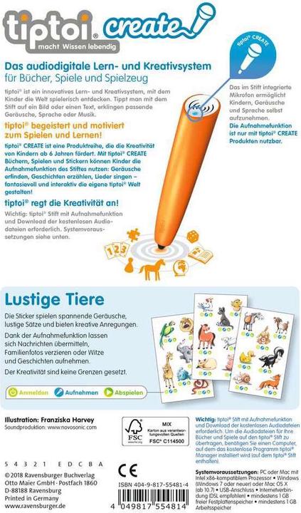Produktbild tiptoi Create lustige Tiere