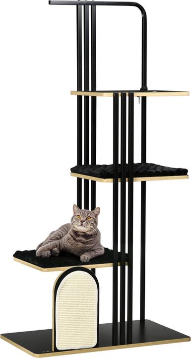 PawHut Graffiatoio con cuscino e 4 livelli (170 cm, Nero)