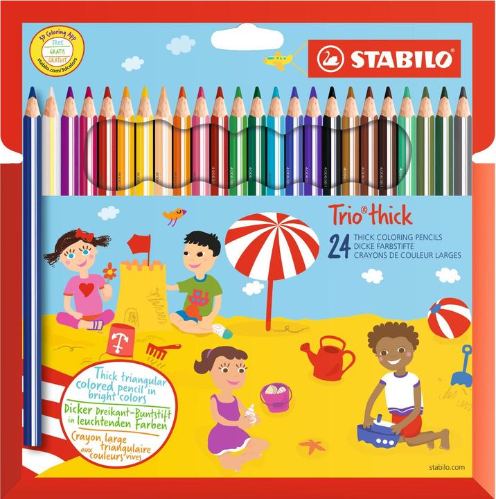Produktbild STABILO Trio dick Dreikant-Buntstift mit Spitzer (Mehrfarbig, 24 x)
