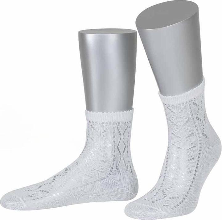 Actual product image Lusana Weiss gebleichtes Damen Ajoursöckchen – luftig leicht und trachtentauglich (42 - 44, 40 - 42)