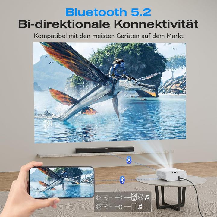 Actual product image Zoomcat Mini Beamer 4K mit Trapezkorrektur WiFi6 (4K, 20000 lm)