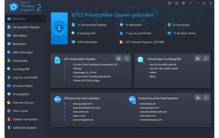 Immagine prodotto Ashampoo Privacy Inspector 2? ESD, Versione completa, 1 PC, Famiglia di prodotti (1 Utente, Senza limiti)