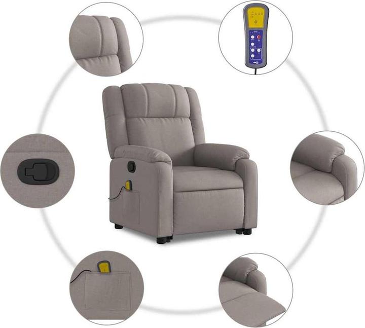 Immagine prodotto VidaXL Poltrona massaggiante Poltrona stand-up Poltrona TV Poltrona relax Poltrona Tessuto Taupe