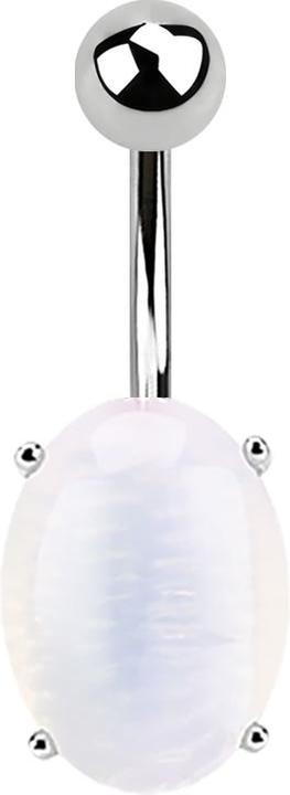Star Piercing Banane silber mit Ovalem Iridecent Stein (Mineralisch, ohne Messing, Chirurgenstahl 316L)