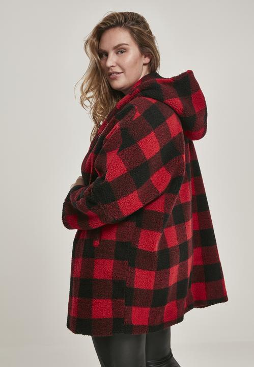 Immagine prodotto Urban Classics Giacca Sherpa da donna con cappuccio a quadri oversize (4XL)