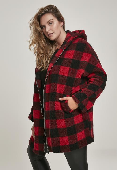 Immagine prodotto Urban Classics Giacca Sherpa da donna con cappuccio a quadri oversize (4XL)