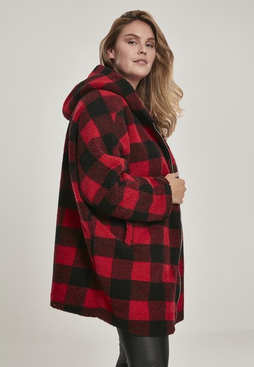 Immagine prodotto Urban Classics Giacca Sherpa da donna con cappuccio a quadri oversize (4XL)