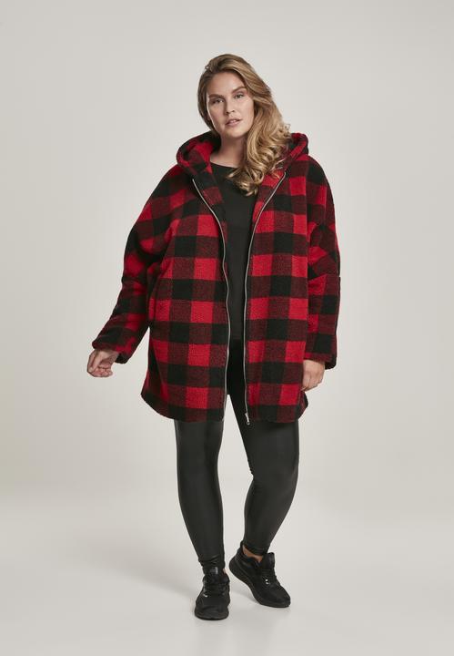 Immagine prodotto Urban Classics Giacca Sherpa da donna con cappuccio a quadri oversize (4XL)