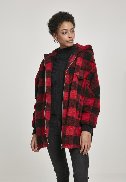 Immagine prodotto Urban Classics Giacca Sherpa da donna con cappuccio a quadri oversize (L)