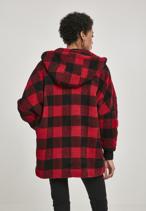 Immagine prodotto Urban Classics Giacca Sherpa da donna con cappuccio a quadri oversize (L)