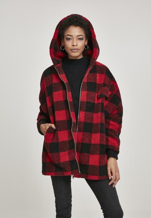 Immagine prodotto Urban Classics Giacca Sherpa da donna con cappuccio a quadri oversize (L)