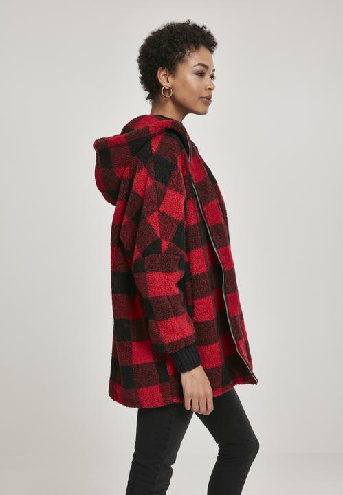 Immagine prodotto Urban Classics Giacca Sherpa da donna con cappuccio a quadri oversize (L)