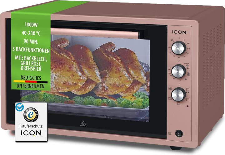 Image du produit Icqn XXL Vrijstaande Oven - 60L - Convectie Mini Oven - Hetelucht /u0026 Grillfunctie - Gemailleerde Holt