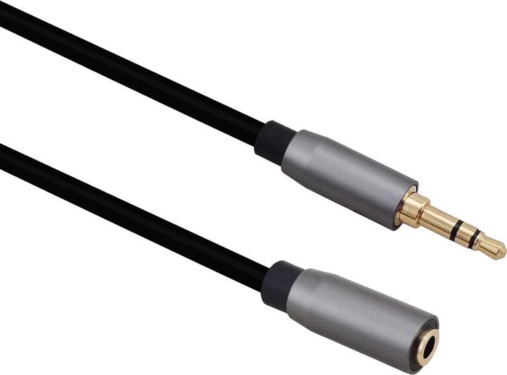 Actual product image Helos Extension cable, jack 3.5mm male/female 3 pin, PREMIUM, 1.0m, black Jack 3.5mm male/jack (1 m, Extension)