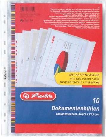 Actual product image Herlitz Brochure cover with flap, A4, grained 0.12 mm, made of PP film, open at the side with flap (A4, 10 x)
