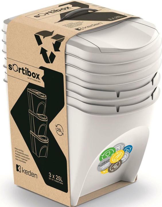 Produktbild GCS Keden Sortibox Abfallbehälter 25L Set 3 – Grau (25 l)