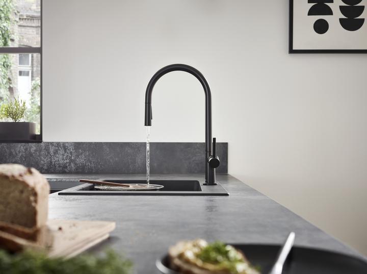 Produktbild hansgrohe Talis M54 Spültischmischer 210 (mattschwarz), mit Ausziehbrause