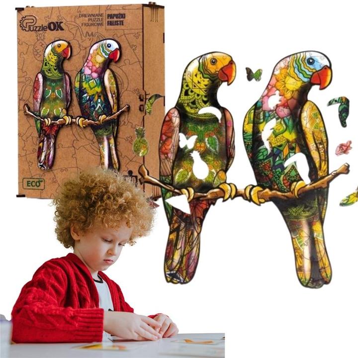 Produktbild PuzzleOk Öko-Holzpuzzle 120 Wellensittiche A3 (120 Teile)