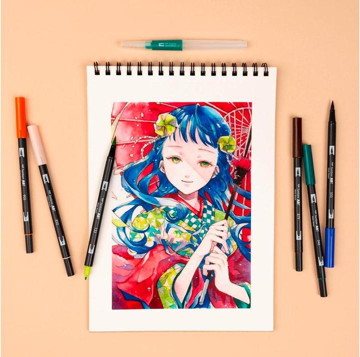 Produktbild Tombow Dual Brush Pen Etui (Ultramarine, Brown, Red, Sea Green, Chartreuse, Light Apricot, 6 x)