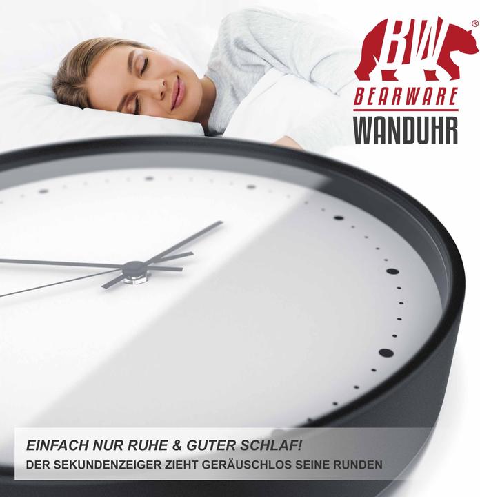 Actual product image Bearware Radio-controlled wall clock, round 24.8 cm diameter, analogue display, DCF signal, battery (24.80 cm)