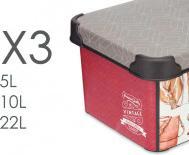 Actual product image Kipit set 3 pieces plastic boxes Vintage (22 l)