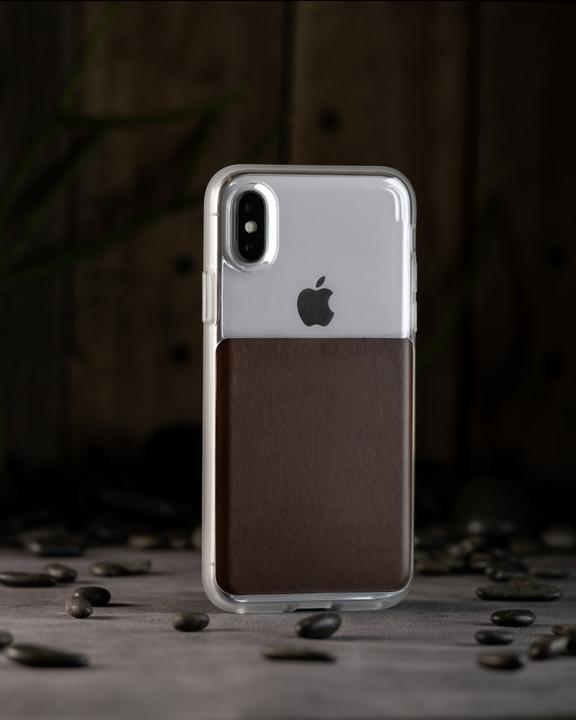 Actual product image Nomad Case Clear Leather Brown iPhone X / Xs (Apple iPhone X, Apple iPhone XS)