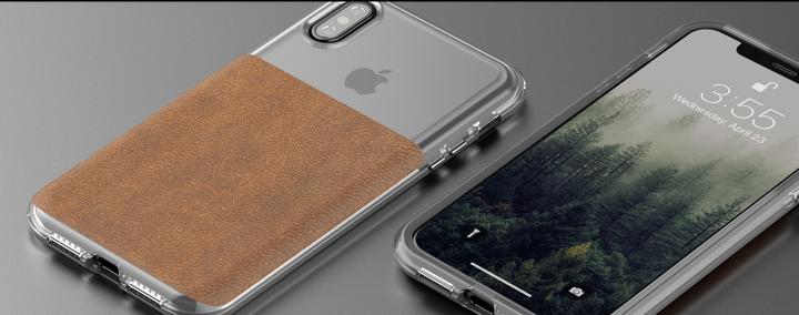 Actual product image Nomad Case Clear Leather Brown iPhone X / Xs (Apple iPhone X, Apple iPhone XS)
