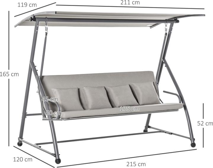 Image du produit Outsunny Balancelle hollywoodienne réglable en couchette