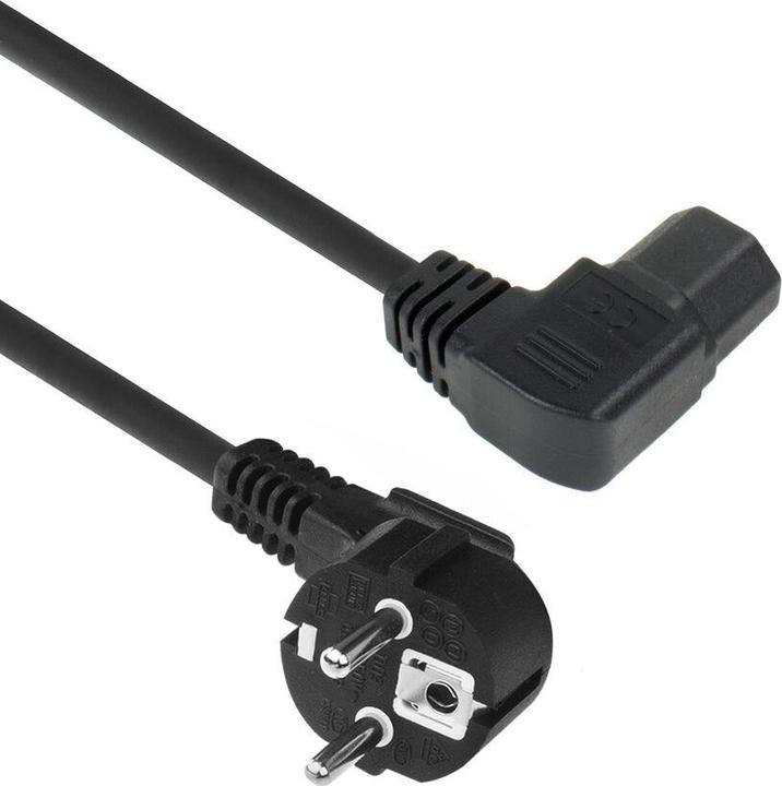 Powercord mains connector CEE7/7 male (angled) - C15 (angled left) (2 m)