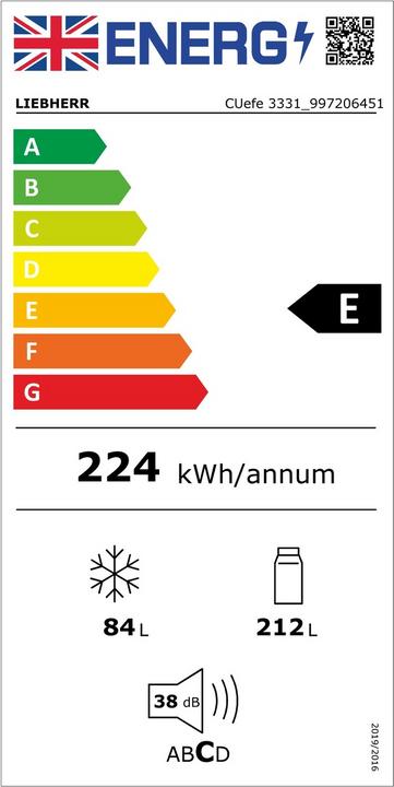 Etichetta energetica Liebherr SUPPORTO PER FRIGO-CONGELATORE 182X55 (CUEFE 3331)