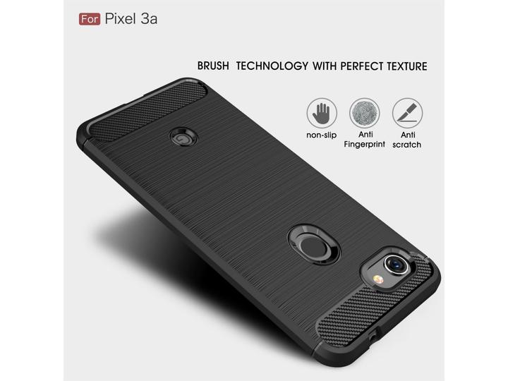 Produktbild Screenguard Google Pixel 3a Hülle Carbon Brushed Soft TPU (Google Pixel 3a)