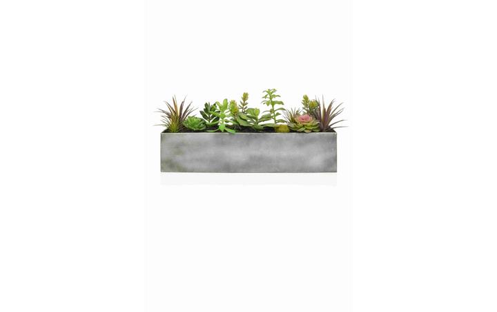 Actual product image Botanic-Haus Kunstpflanze Sukkulent-bepfl.im Stahltrog 50 cm (50 cm)