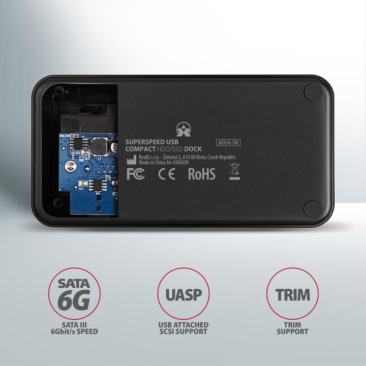 Immagine prodotto Axagon ADSA-SN Storage Drive Docking Station USB 3.2 Gen 1 (3.1 Gen 1) Type-A Nero (2.5", 3.5")