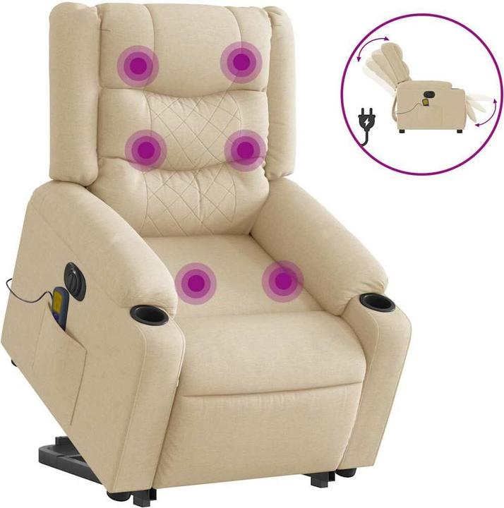 Actual product image VidaXL Electric massage chair with stand-up aid cream fabric
