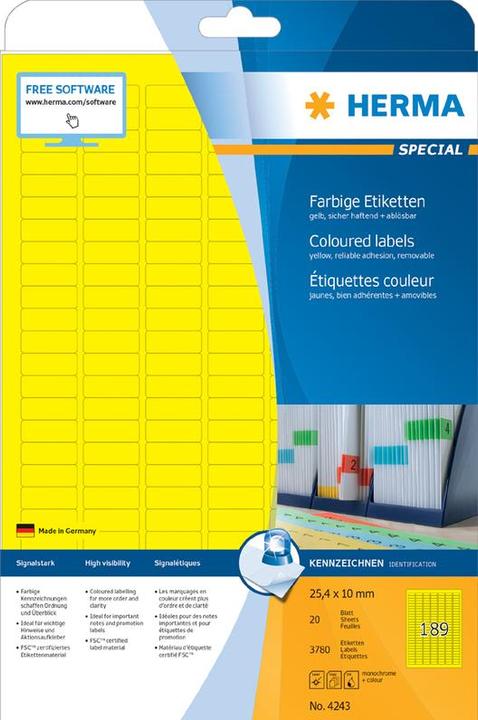 Actual product image HERMA Colour labels A4 removable