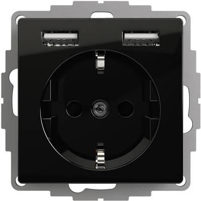 Produktbild 2USB 2U-449313 Unterputz-Steckdose VDE, mit USB, erhöhter Berührungsschutz IP20 Schwarz