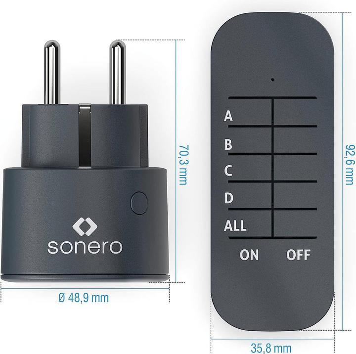 Produktbild Sonero Funksteckdosen Set, 1 Sender, 1 Empfänger, anthrazit