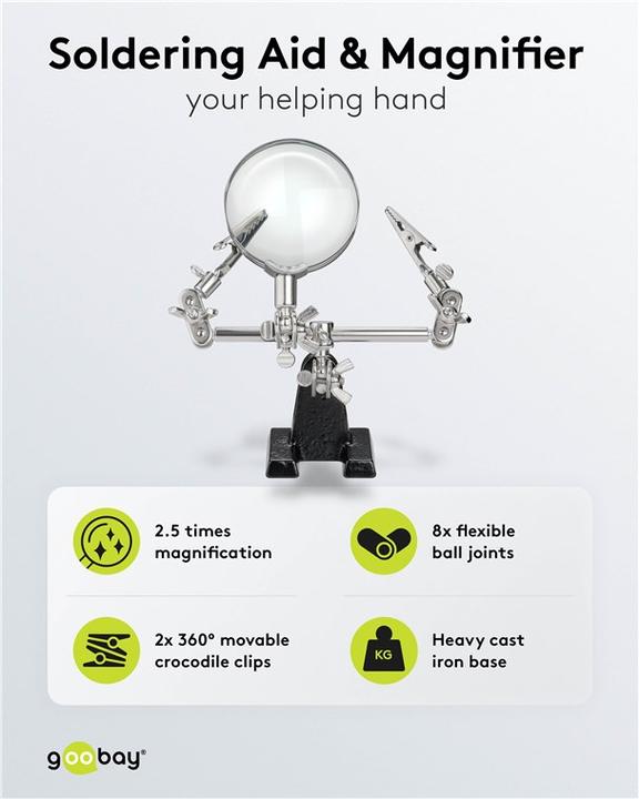 Actual product image Goobay Soldering aid / third hand with magnifying glass 2.5x magnification (Third hand)