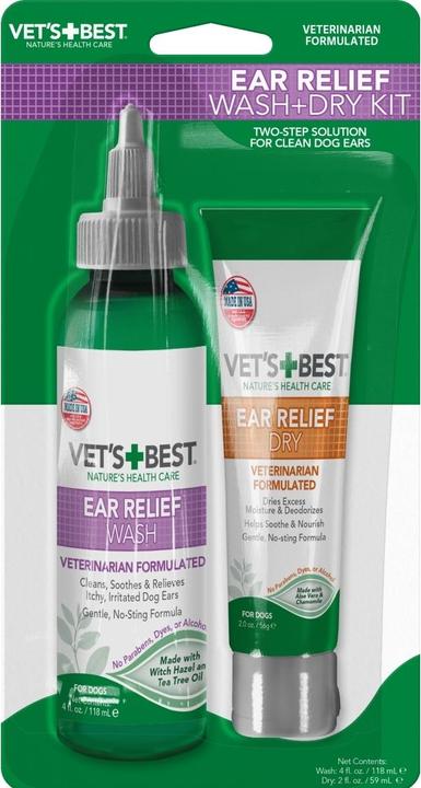 Vet's Best Vets Best ørevask og -tørresaet 118 ml & 56 g (118 ml)